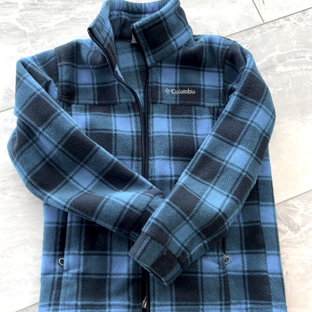 Blue/Black plaid Columbia fleece - kids XS (6/7)